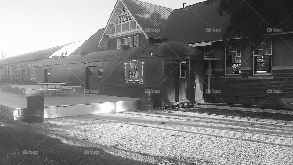 train caboose. This old caboose was refurbished for the local high school to be used for a hangout spot
