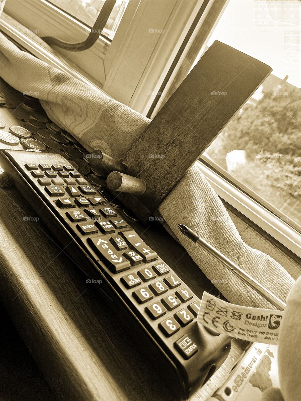 just some random stuff on my window sill in sepia tone