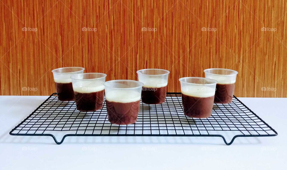 Soft chocolate pudding in small cups
