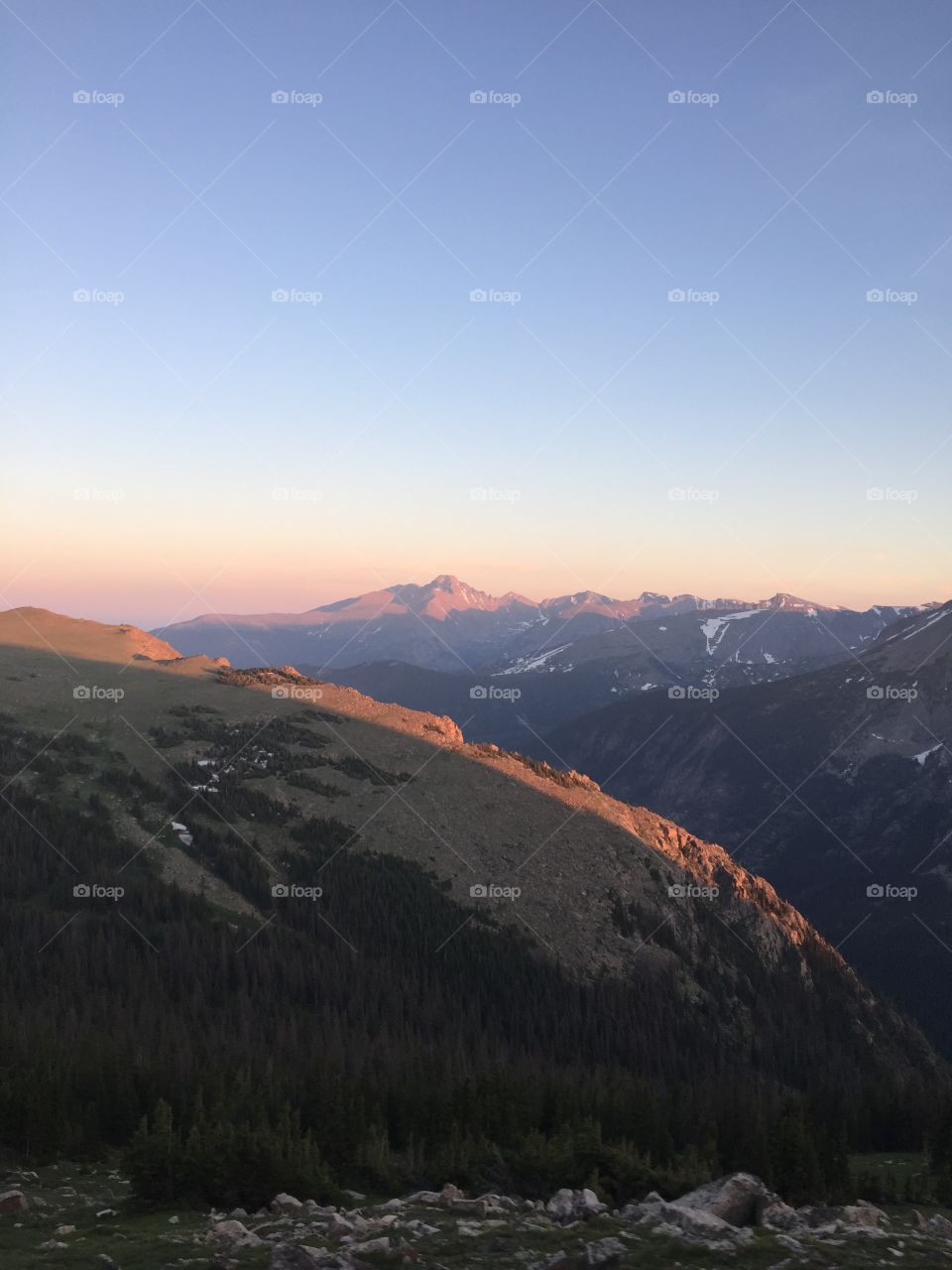 Alpine glow over Long's Peak at sunset