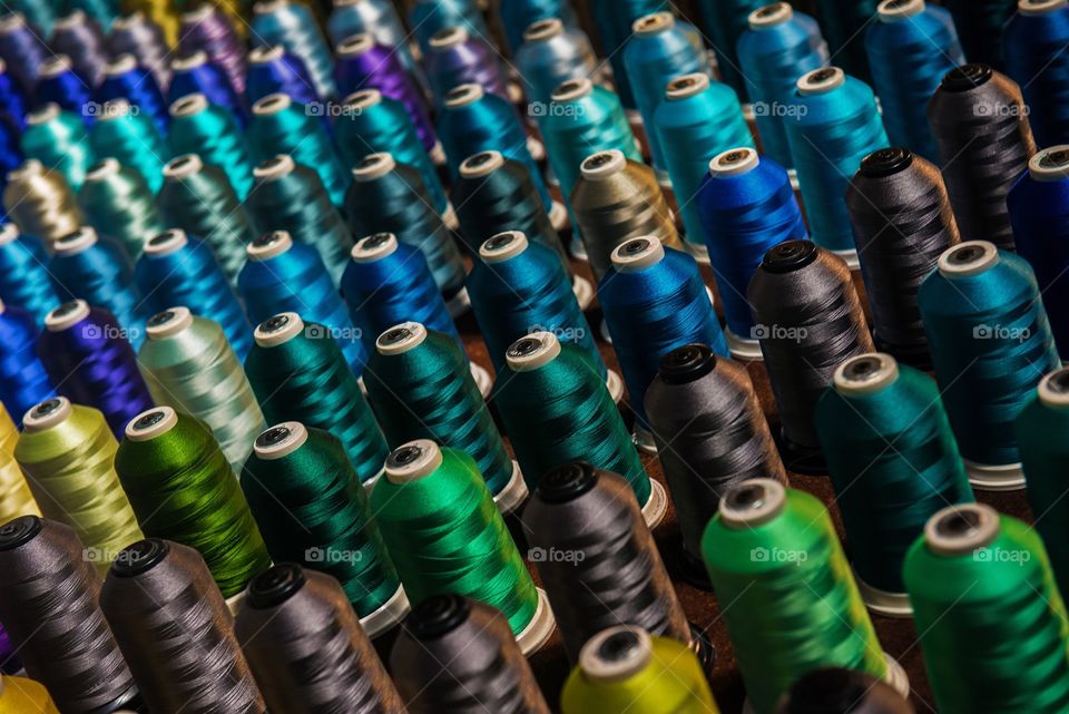 Spools of colored thread