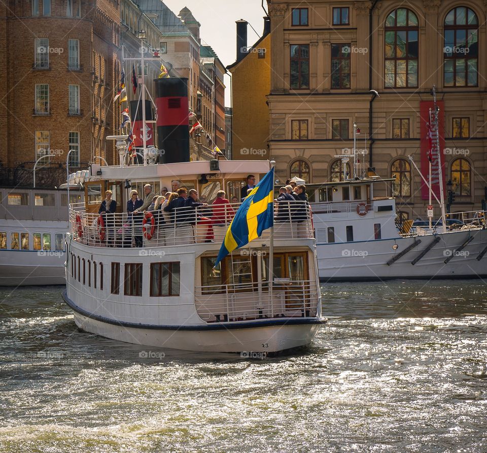Stockholm signature. Steamboats leaving Stockholm for a trip in the archipelago