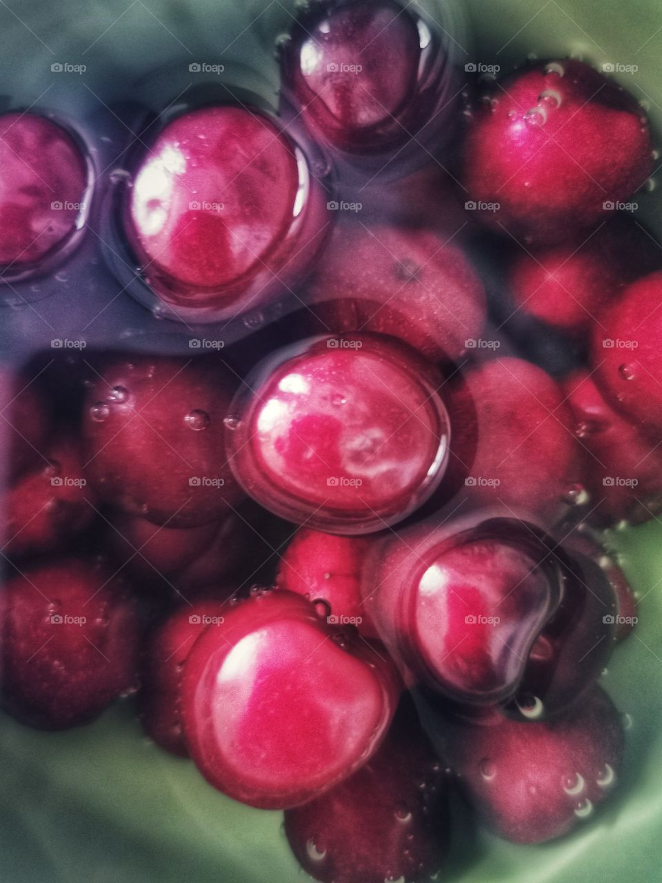 Flatlay cherry red yummy fruits