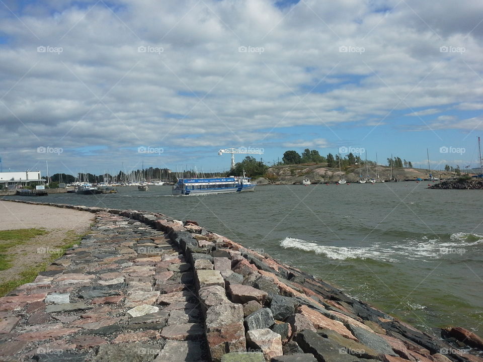 sealine at helsinki. boats and the sea at helsinki