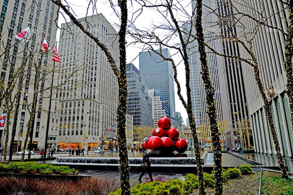 Christmas in New York City. New York City giant Christmas  and holiday decorations