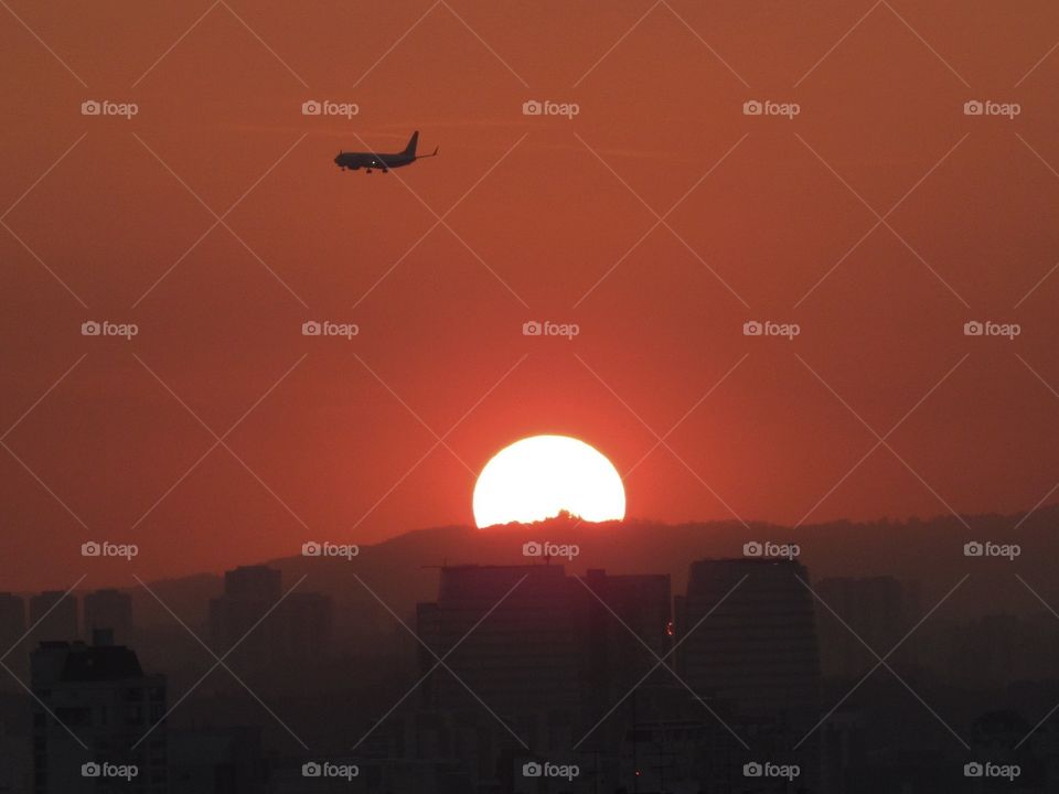 Sunset and Airplane 