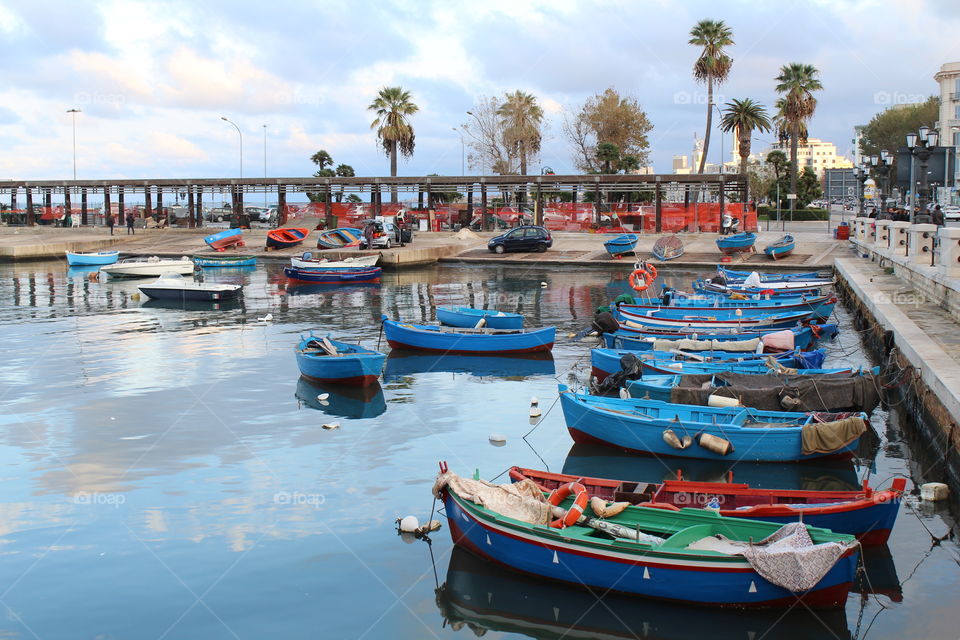 boats and reflections in Bari