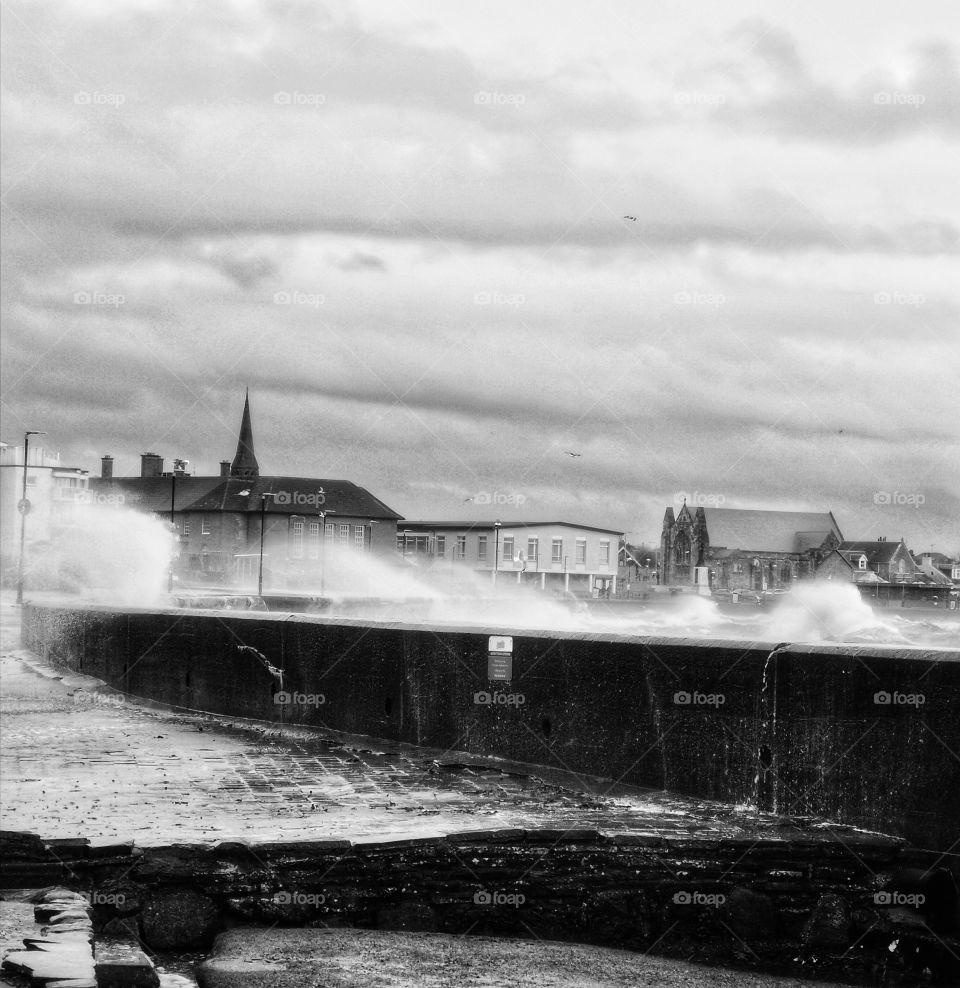 Black and white scottish seaside