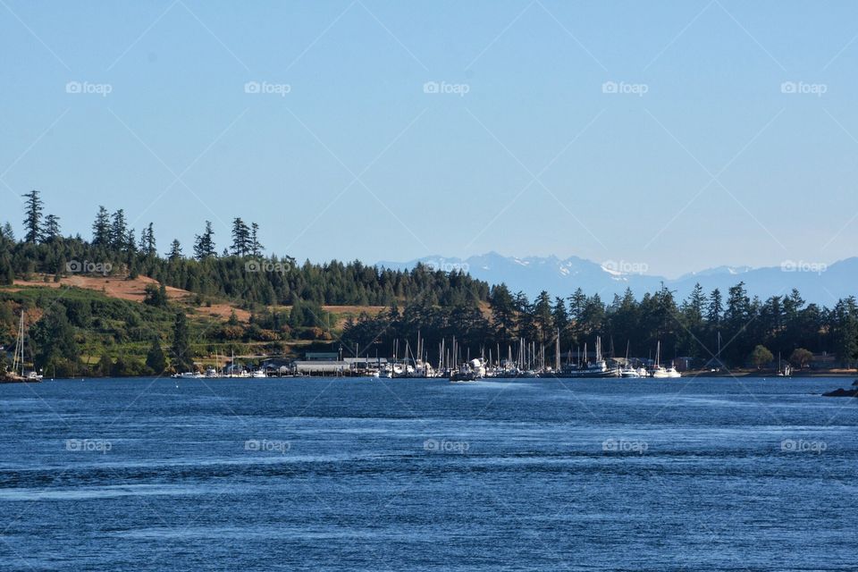 Marina with mountains