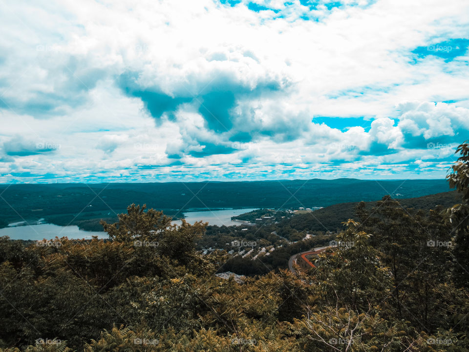 Highlands, New York, sun, sky, clouds, mountains, river, nature summer, top of the mountain , Landscape, view, panoramic view,