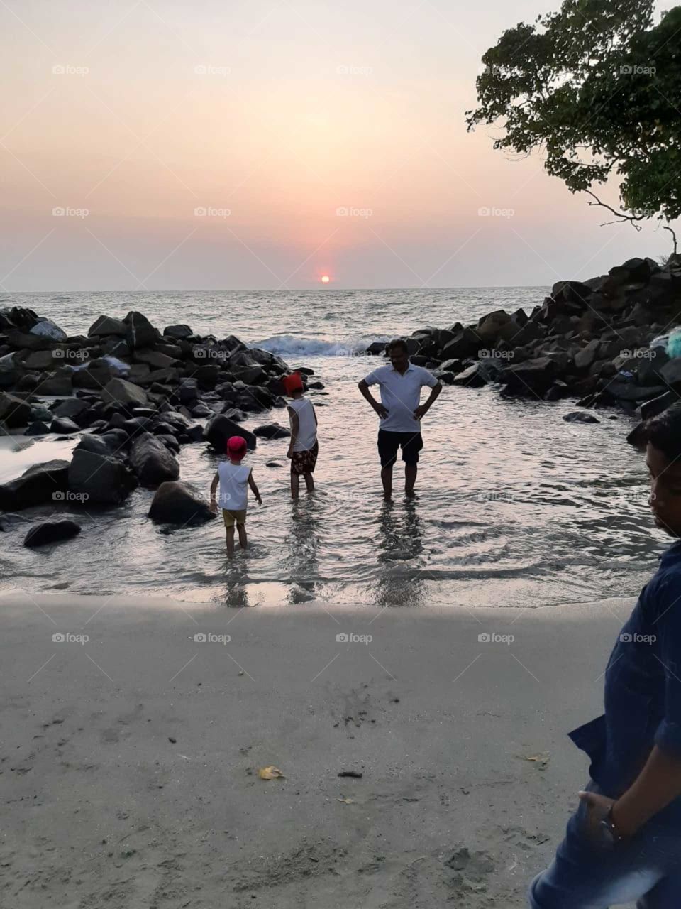 Private beach sunset