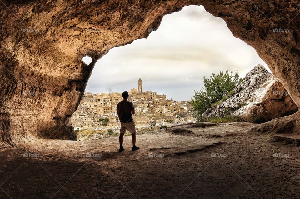 wiew on Matera from Murgia plateau