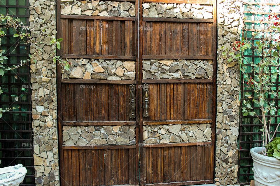 Old rustic wooden door 