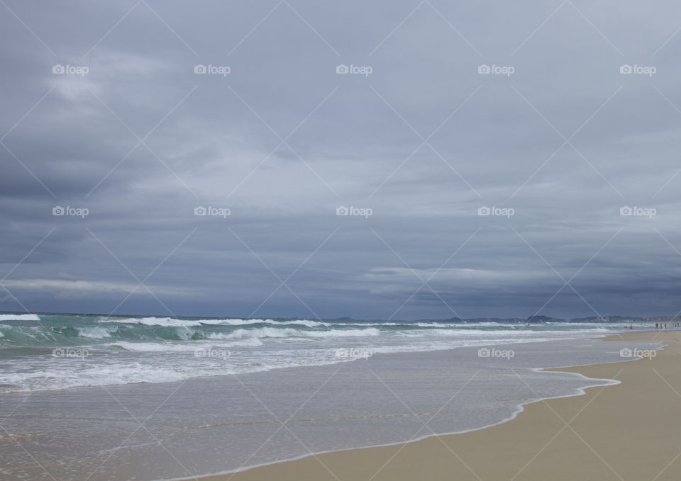 Cloudy Beach Shoreline 