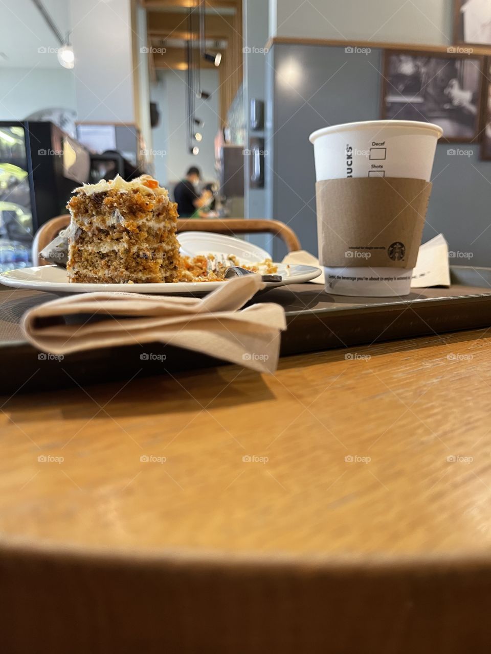 Having cake in Starbucks 