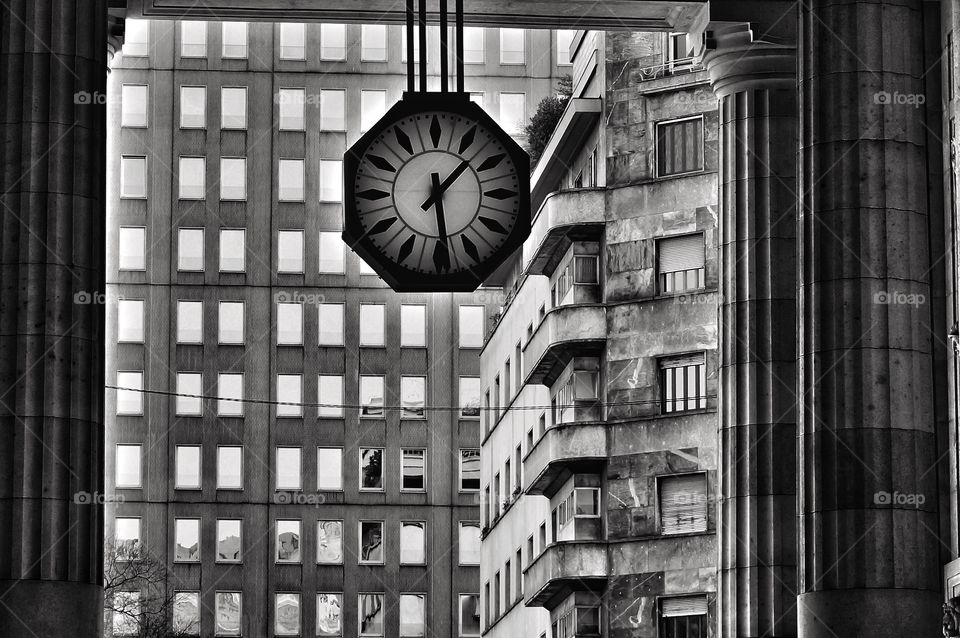 Architecture. Clock at Milano Centrale