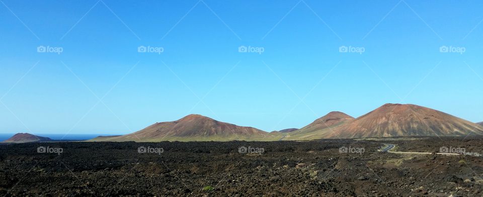 lava desert and volcanoes