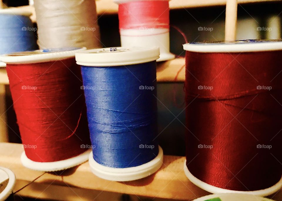 Red & Blue Spools of Thread