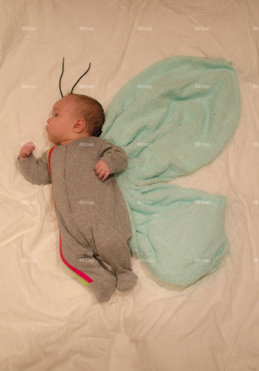 High Angle view of a baby