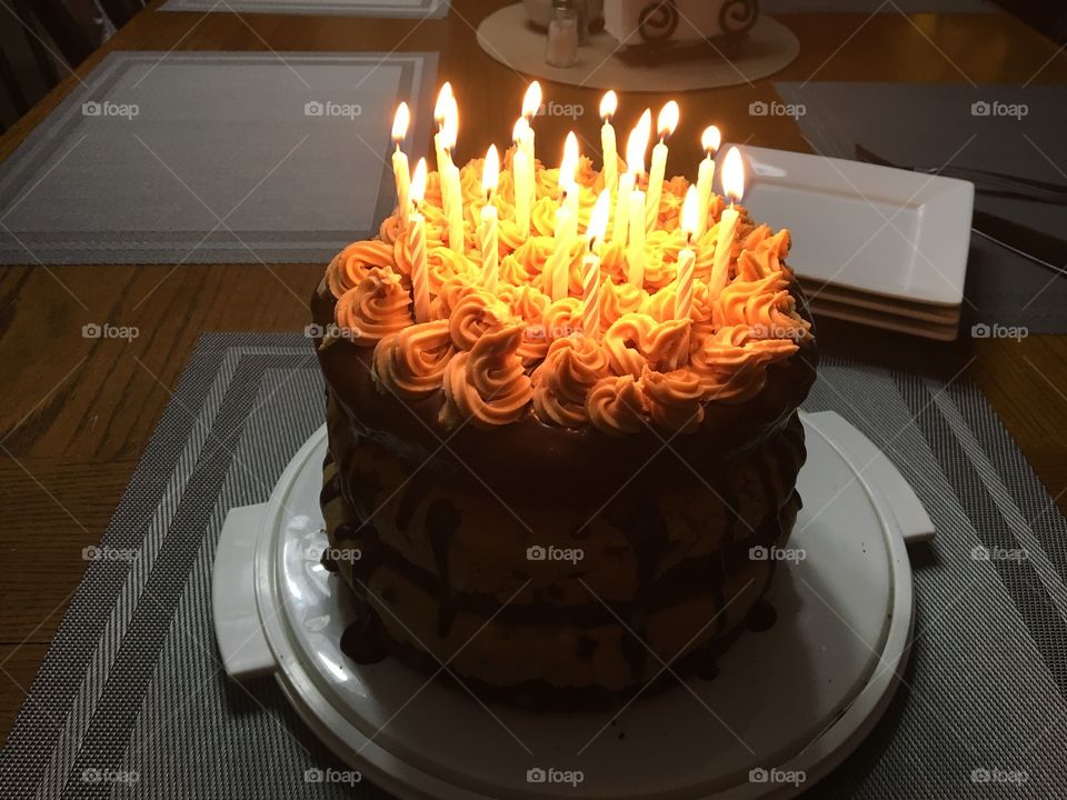 Birthday cake with candles. 