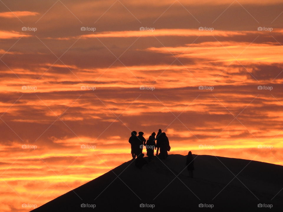 Sunset in the Sahara desert