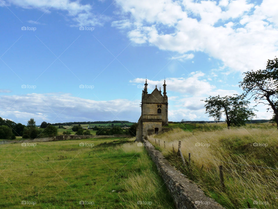 landscape green field blue by llotter