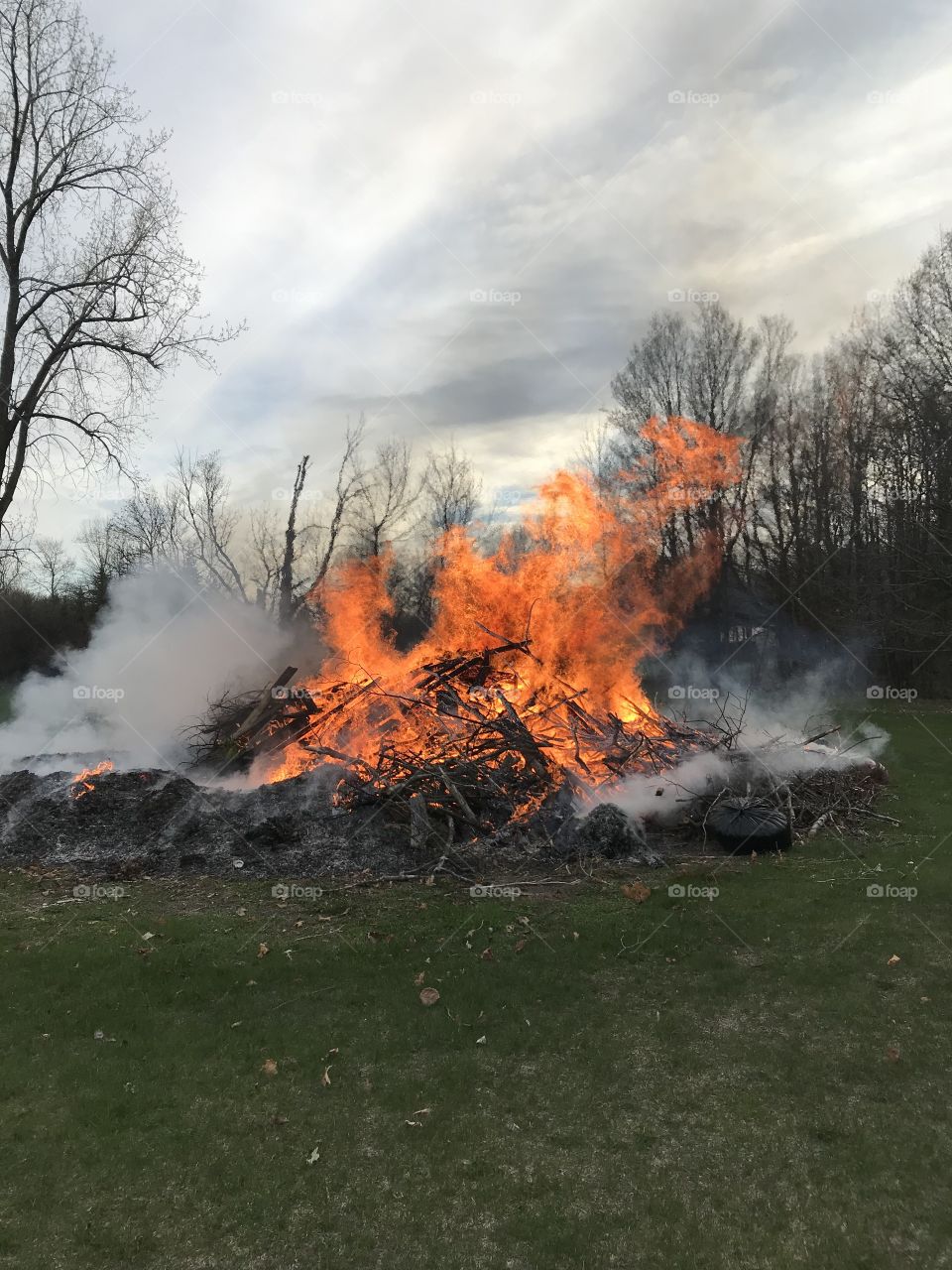 Enjoying a big ole bonfire at the campgrounds 