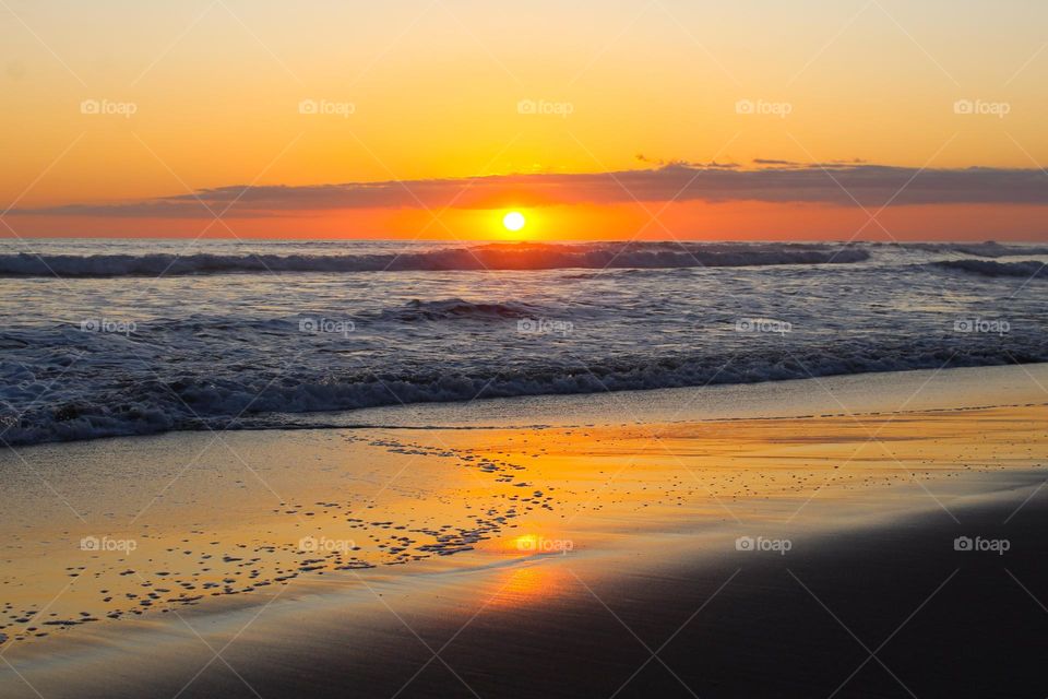 Beautiful sunset on the Palosecobeach,  Pacificocean,  Costa Rica