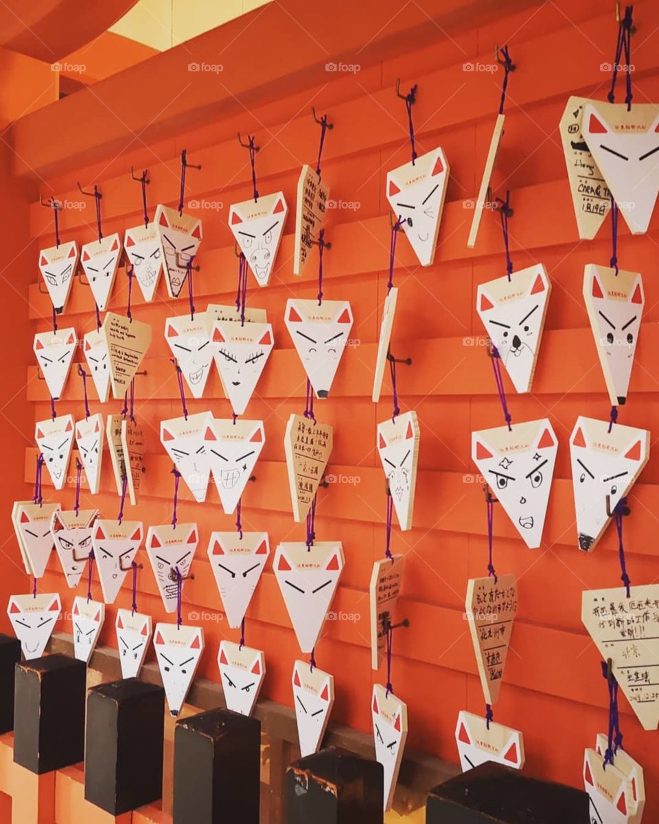 Well wishes in a Japan shrine