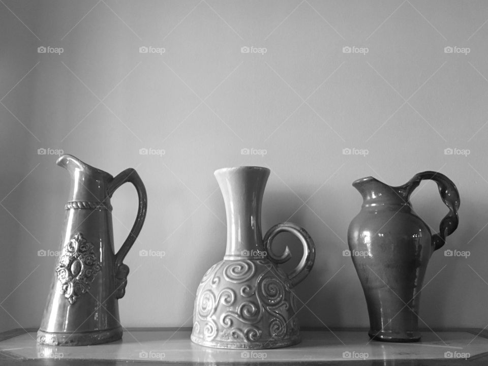 Three vases in gray tones