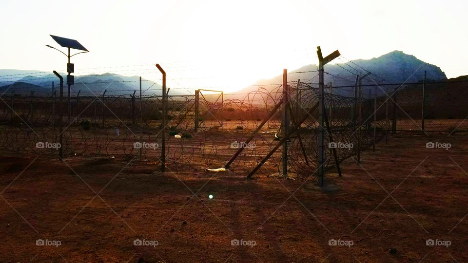 Fence, No Person, Landscape, Sunset, Light