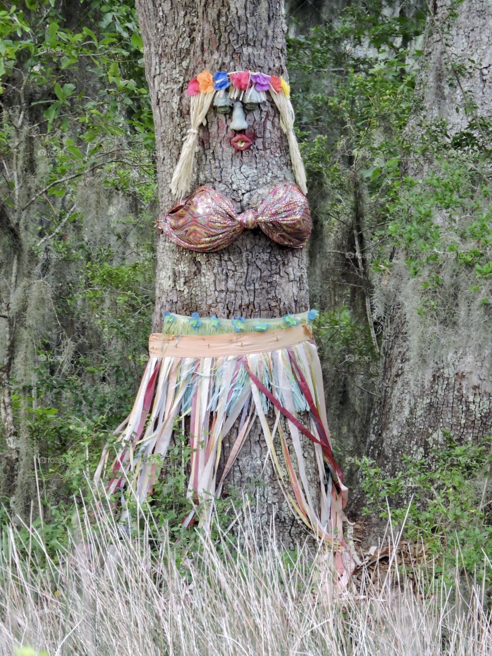 Tree carving of hula girl