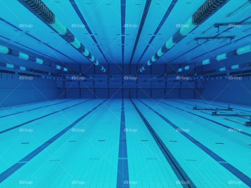 Swimming pool. Under water shot of a 50m swimming pool