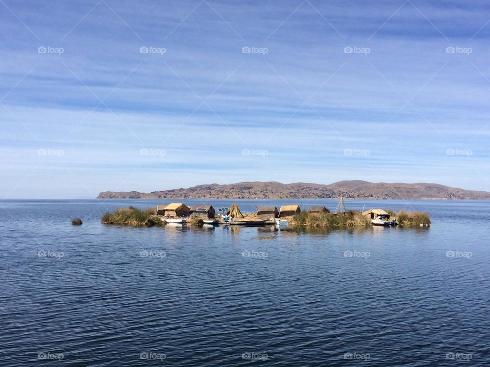 Floating Uros islands on Lake Titicaca, Peru