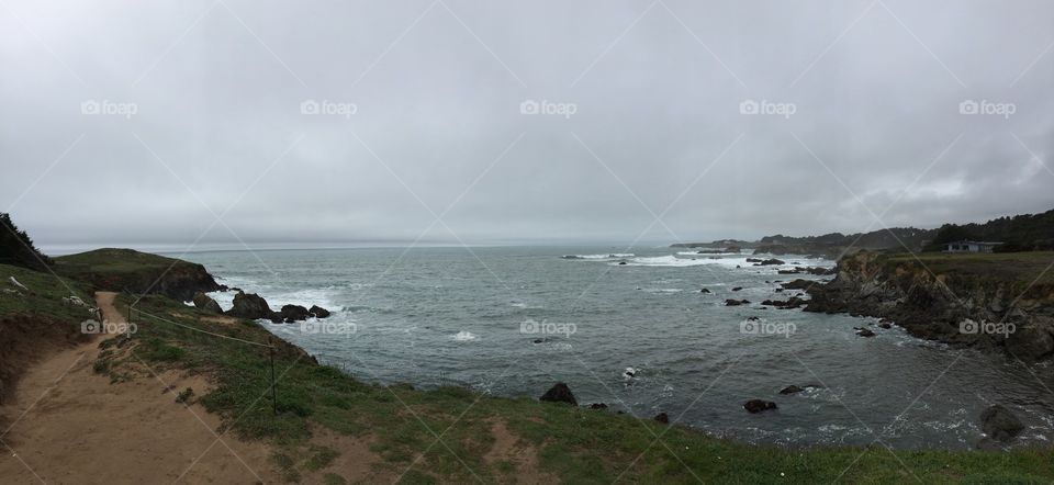 Cloudy at rocky coast of Northern California