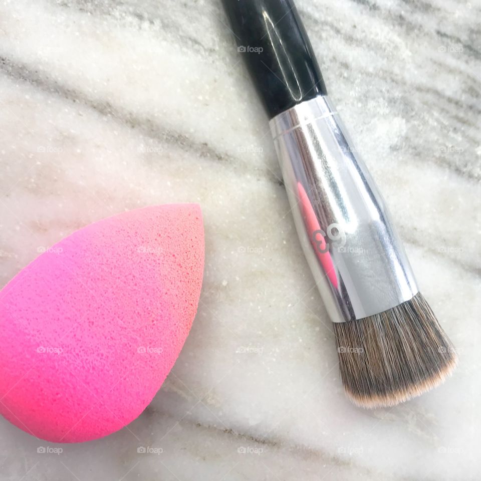 Makeup tools beauty blender and makeup brush 