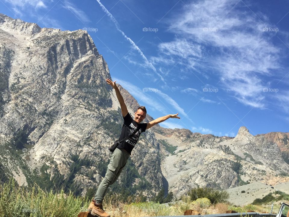 Happy man in mountain