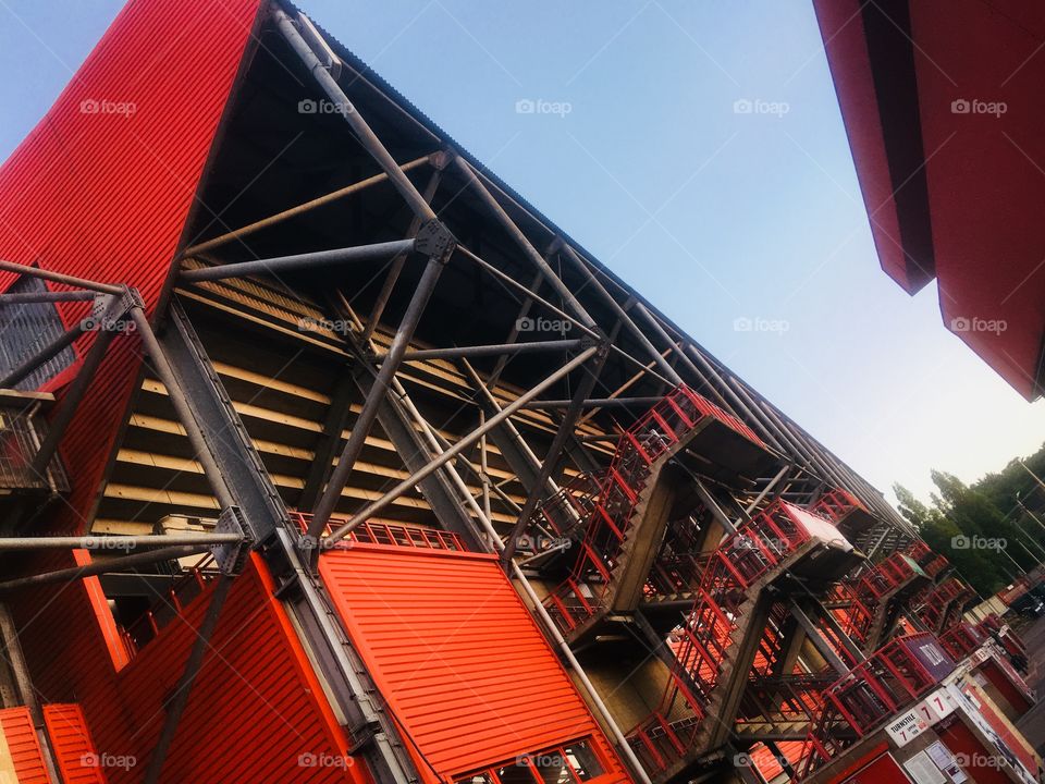Back of the West Stand at The Valley, home of Charlton Athletic Football Club, London, in Spring.