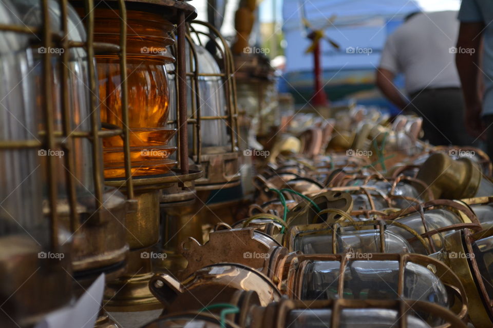 Brass Light fixtures at Wooden Boat Show Georgetown South Carolina