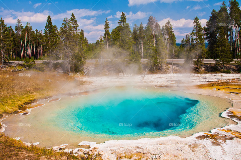 Blue diamond pool in Yellowstone