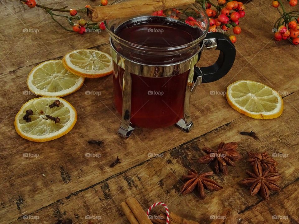 Hot drink with winter spices