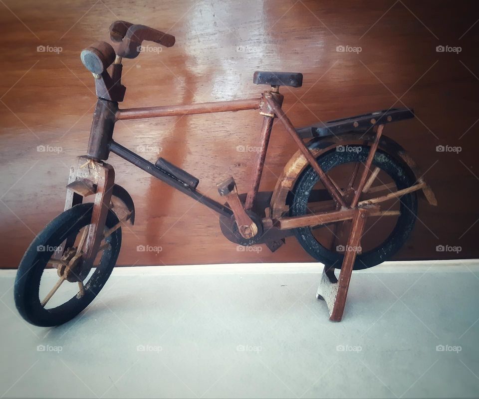 Miniature wooden bicycle
