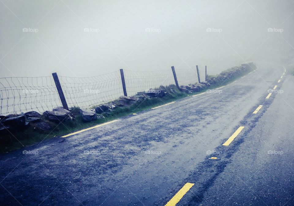 Driving through ghosts. Ring of Kerry, Ireland. 