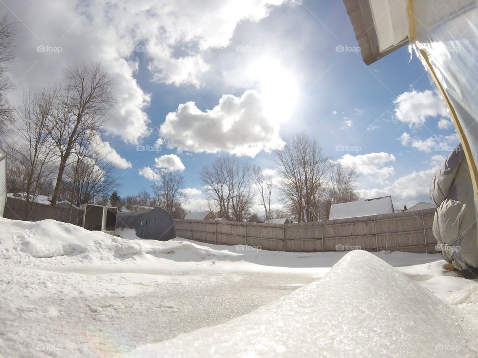 An icy backyard in Millinockett, Maine