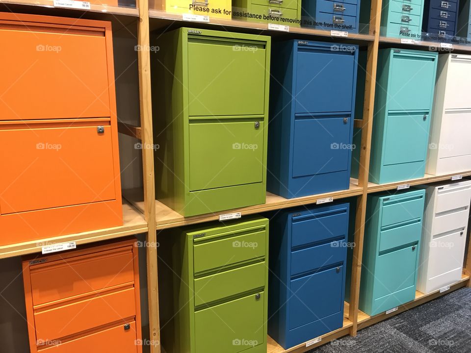 Colorful cabinet at the container store 