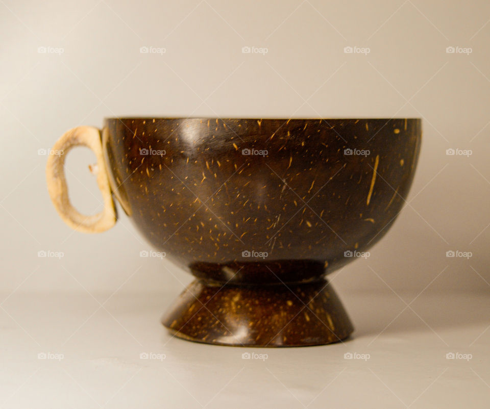 Coconut cup is produced by Pataxó indigenous people from the red crown village Bahia Brasil