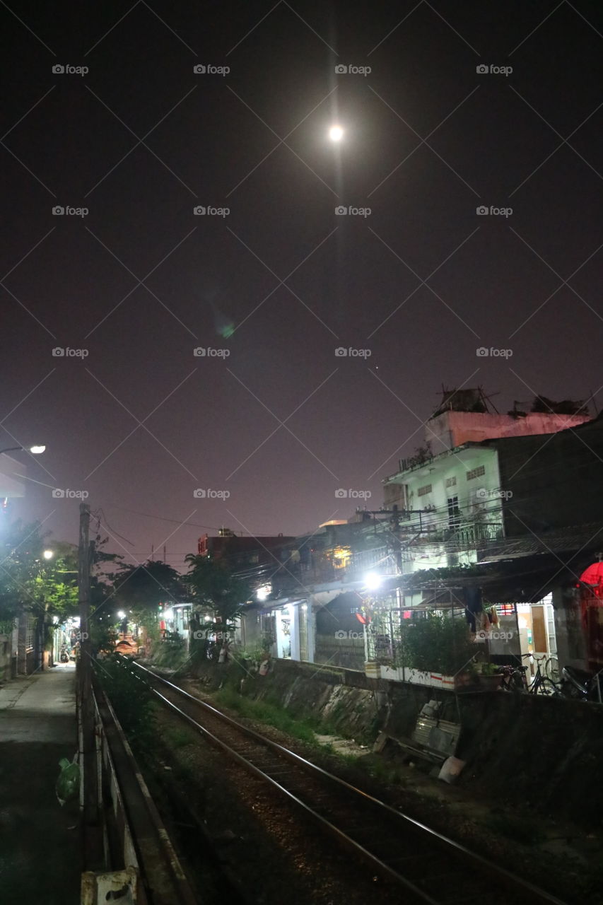 Night at the railway line DaNang