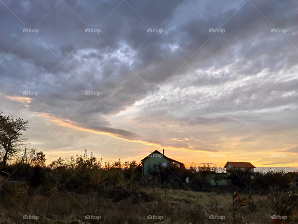 Sunset in Smederevo Serbia in autumn