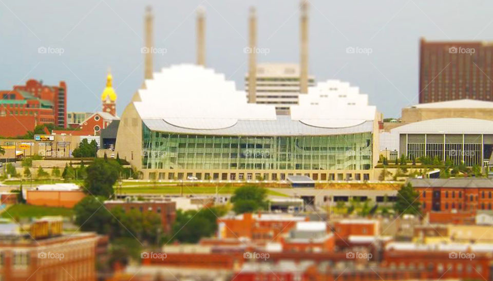 Opera House and Downtown Kansas City . Great view of downtown Kansas City with the opera house as the focal point. Photo created with a tilt shift effect.
