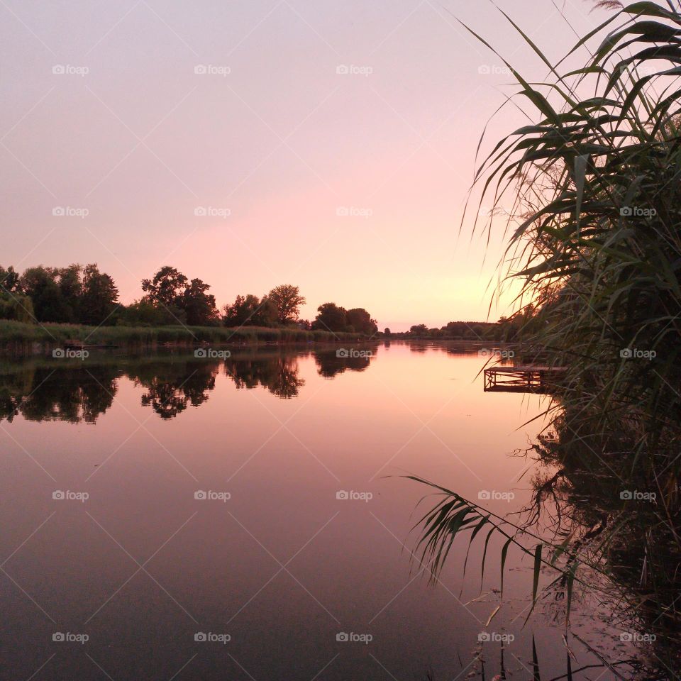 sunset at the Holt Tisza in Hungary